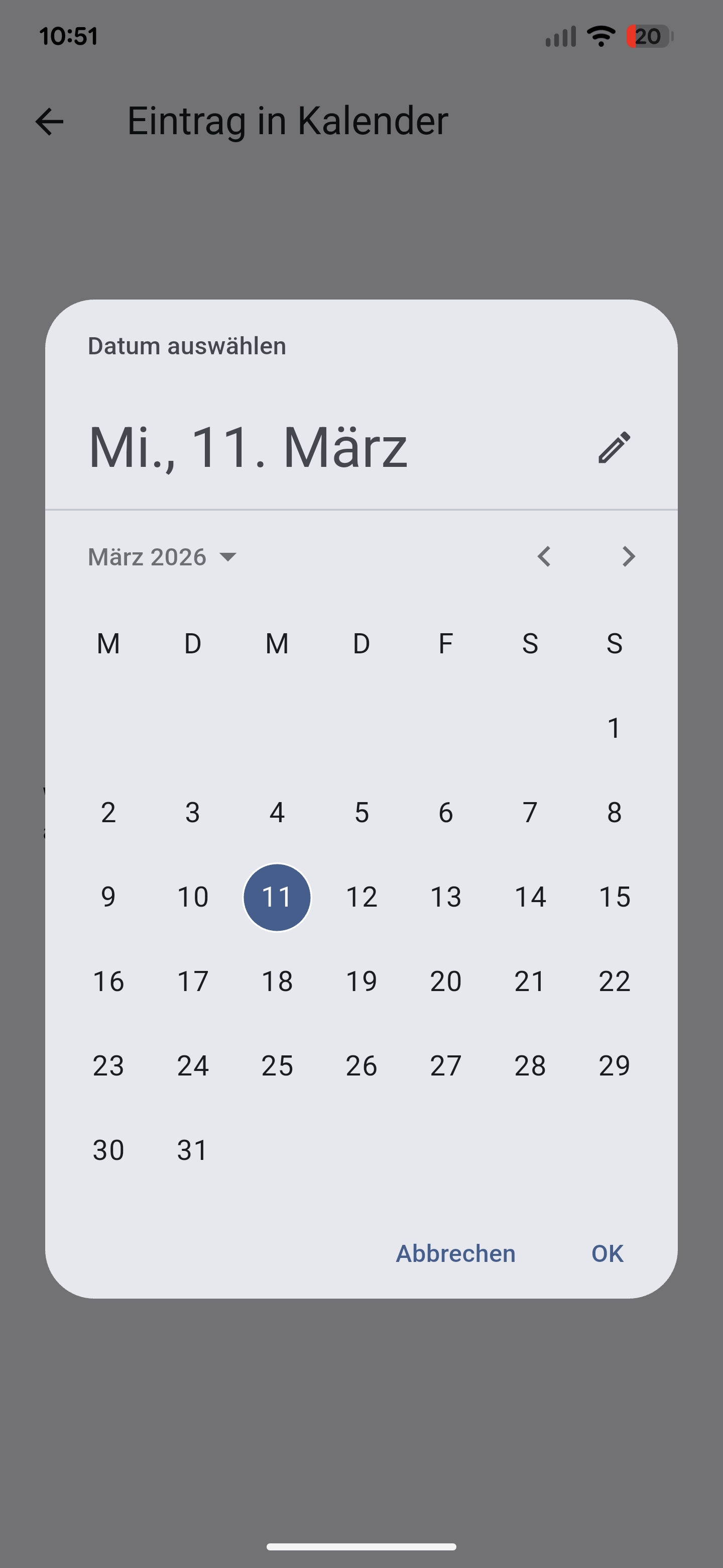 Screenshot zur Auswahl der Notfallmedikation
