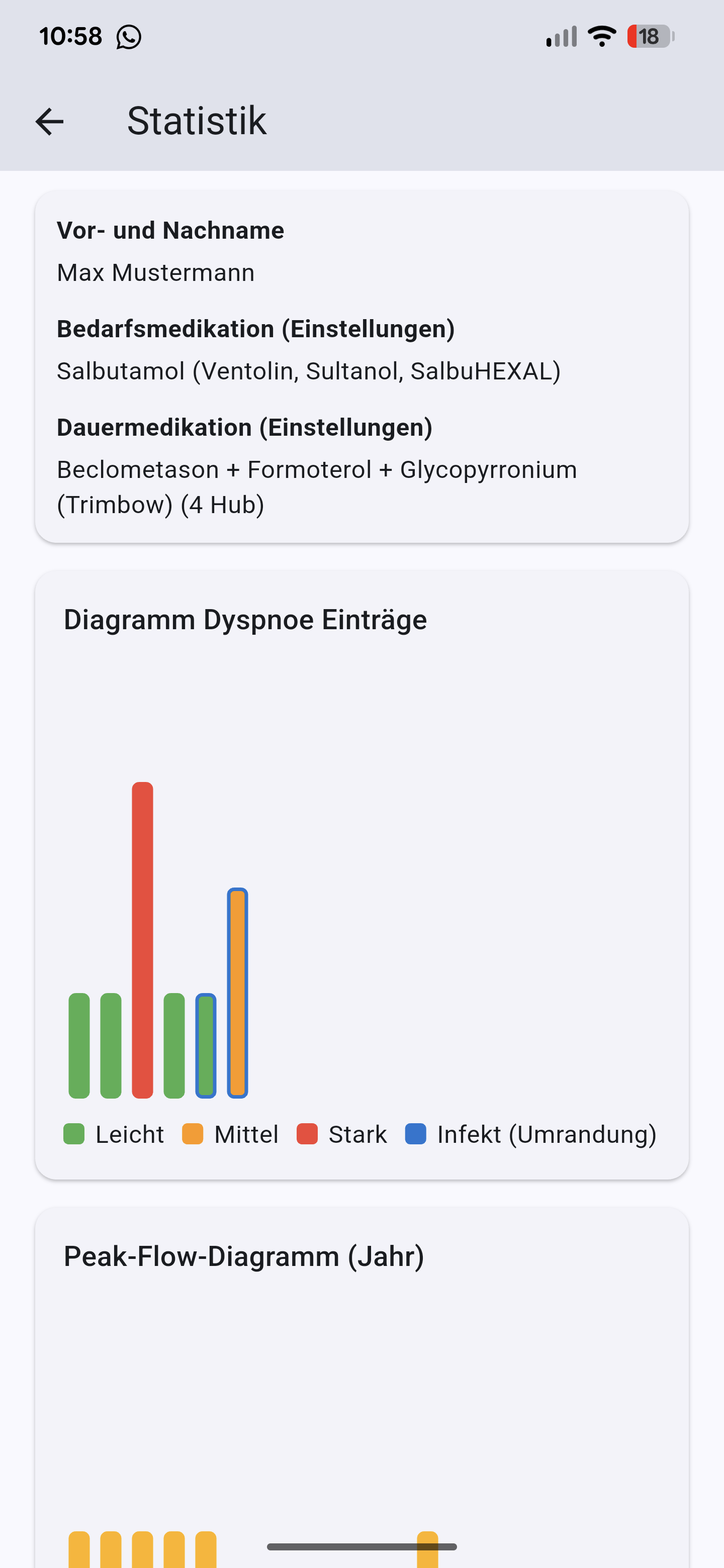 Screenshot der Statistikansicht