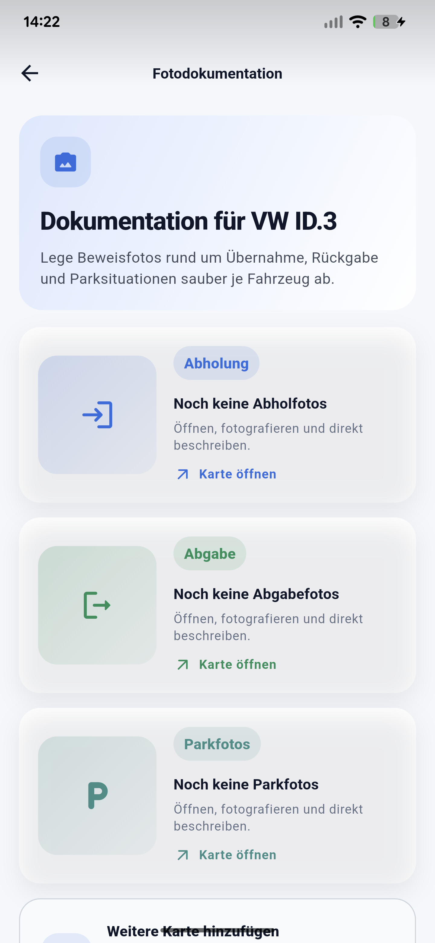 Screenshot mit Eingabemaske für Vertragsdaten